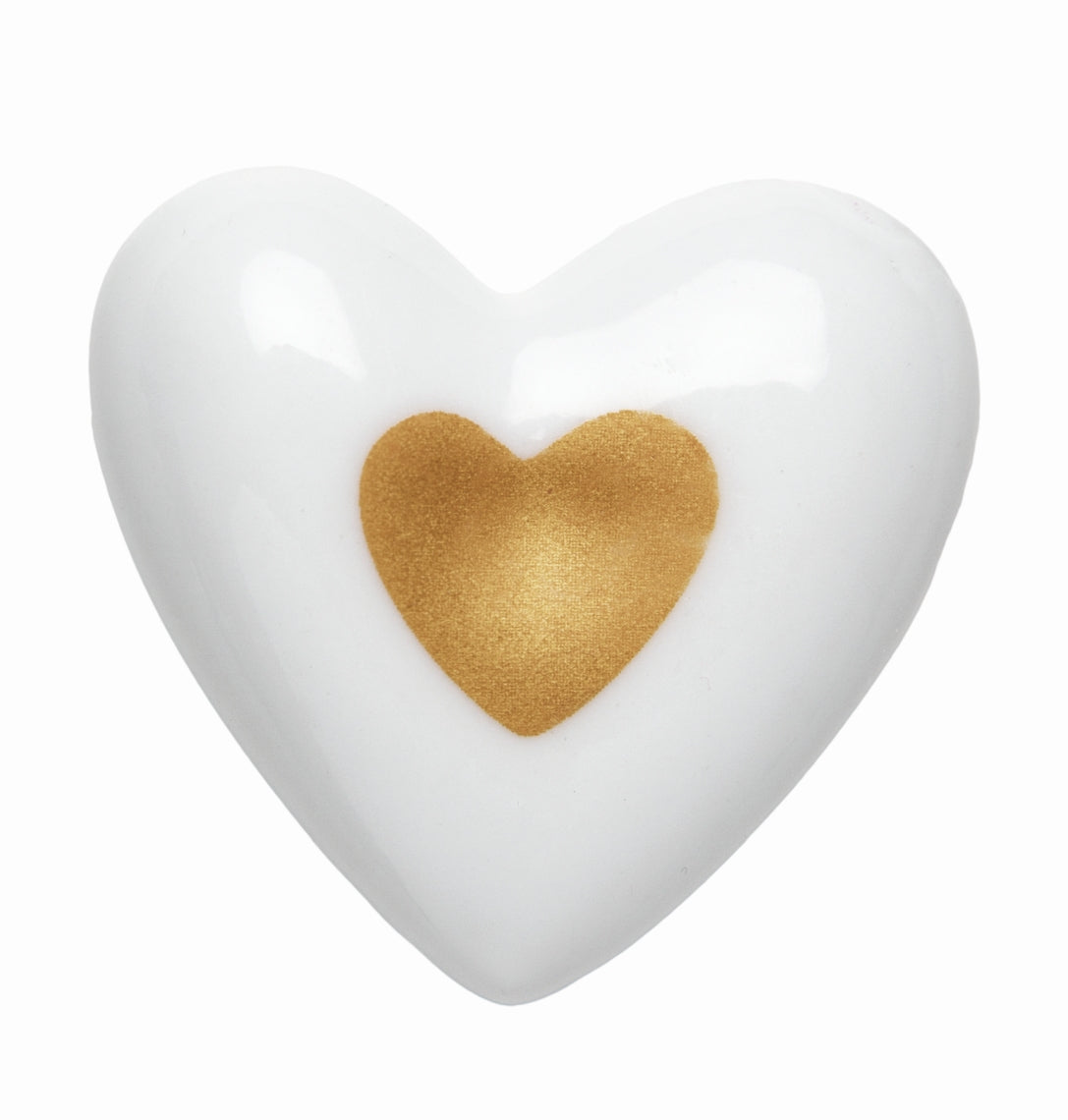 Petit coeur en porcelaine blanche émaillée