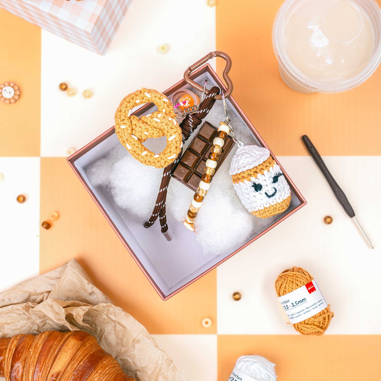 Kit crochet pour débutant - bag charms- coffee time