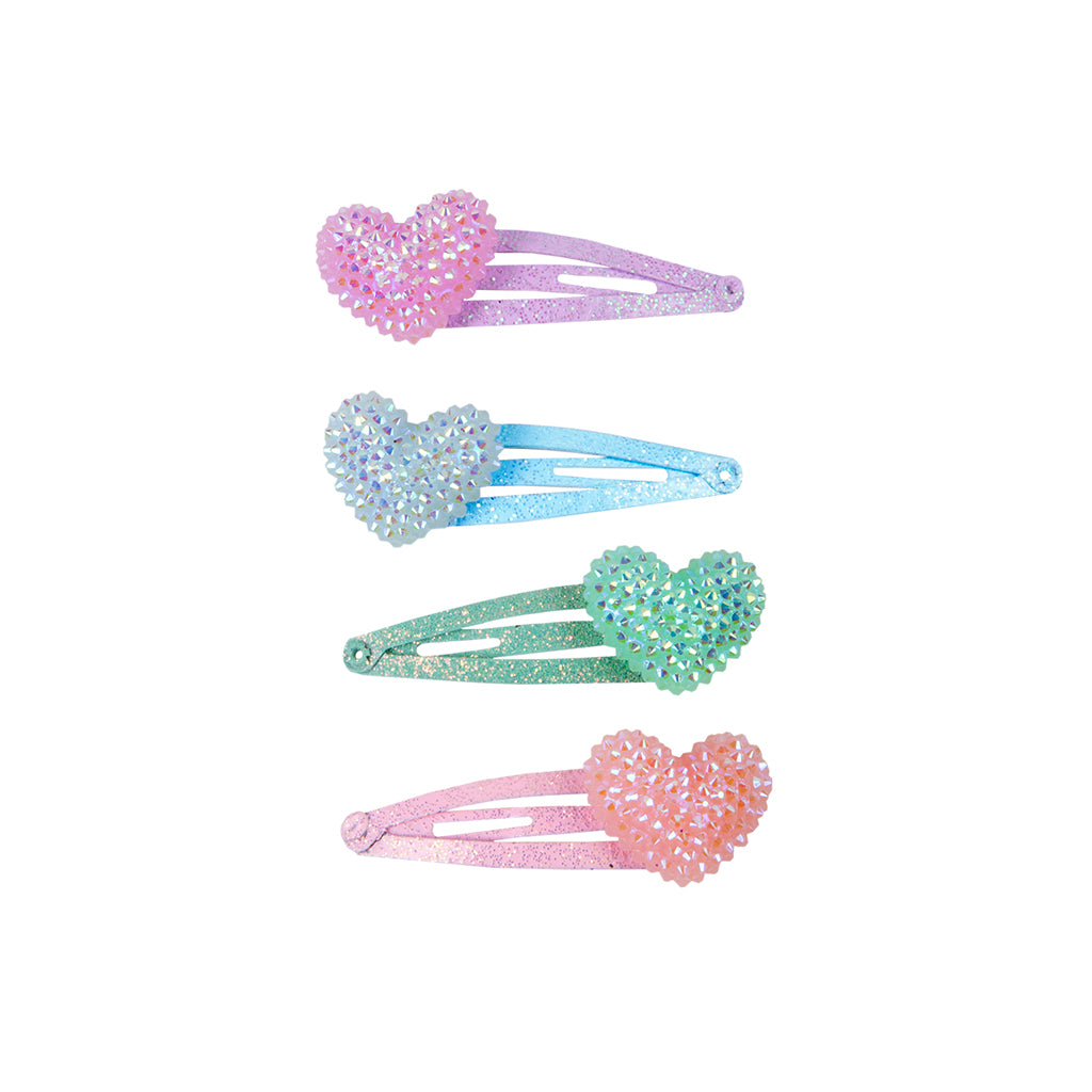 Lot de 4 barrettes coeur strass