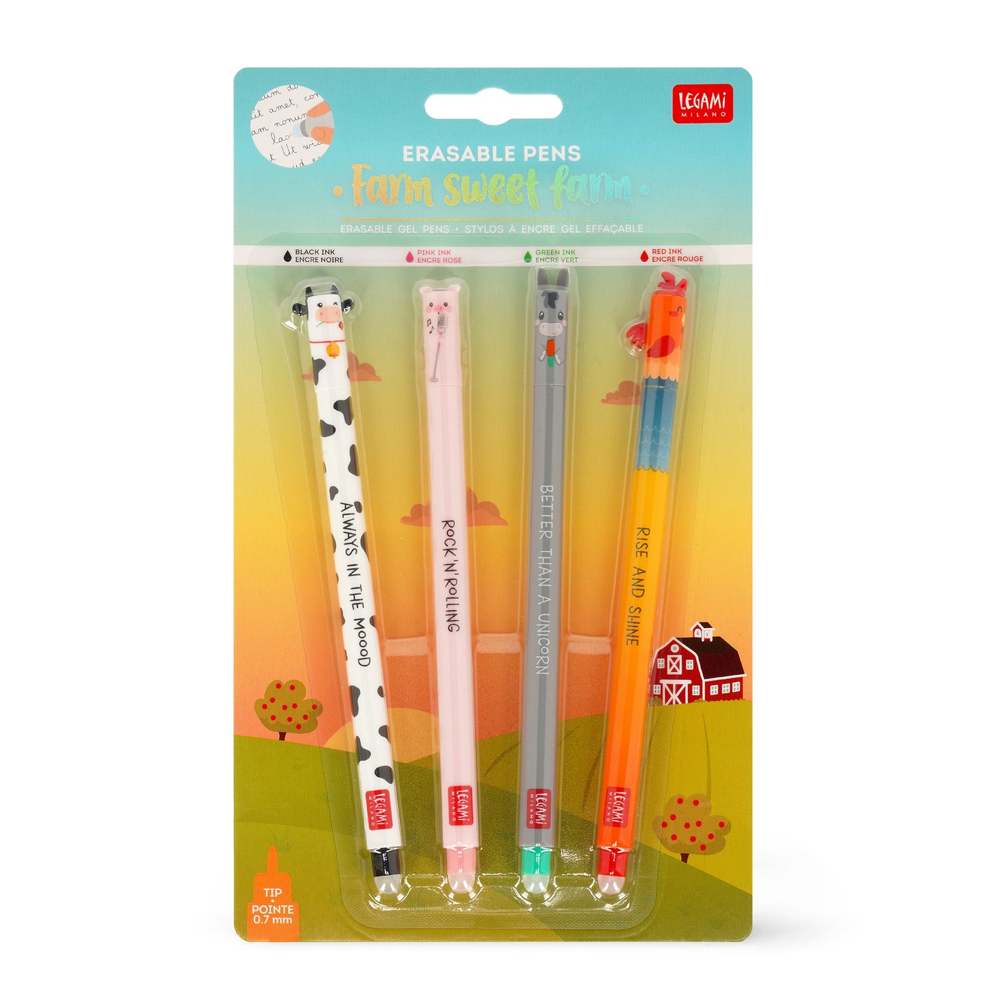 Set de 4 Stylos à Encre Gel Effaçable - Ferme