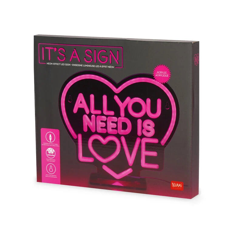 Lampe LED à Effet Néon - All You Need is Love