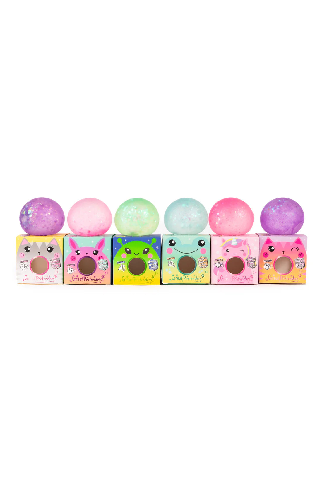 Balles squishy pailletées, 5 couleurs assorties