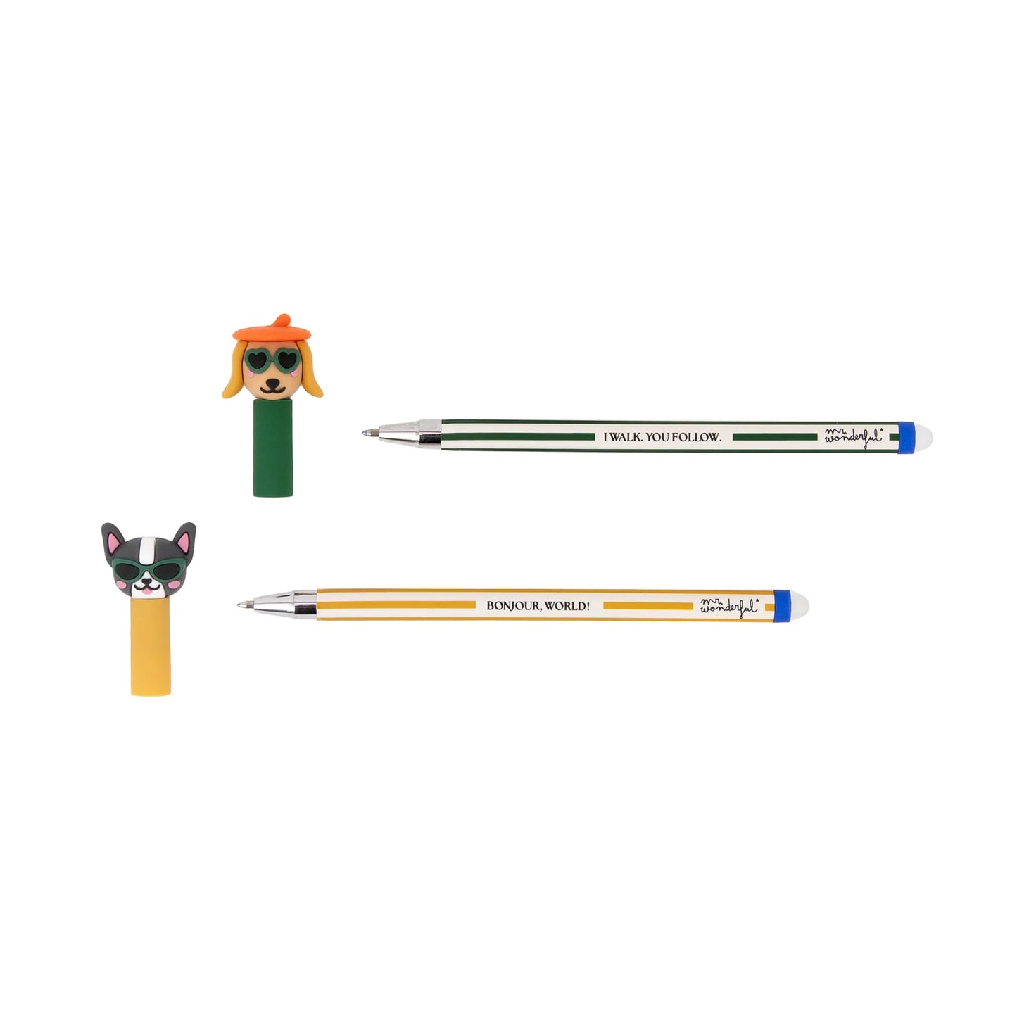 Lot de 2 stylos effaçables Bo-Bo - Teckel + Bouledogue français Edition Limitée