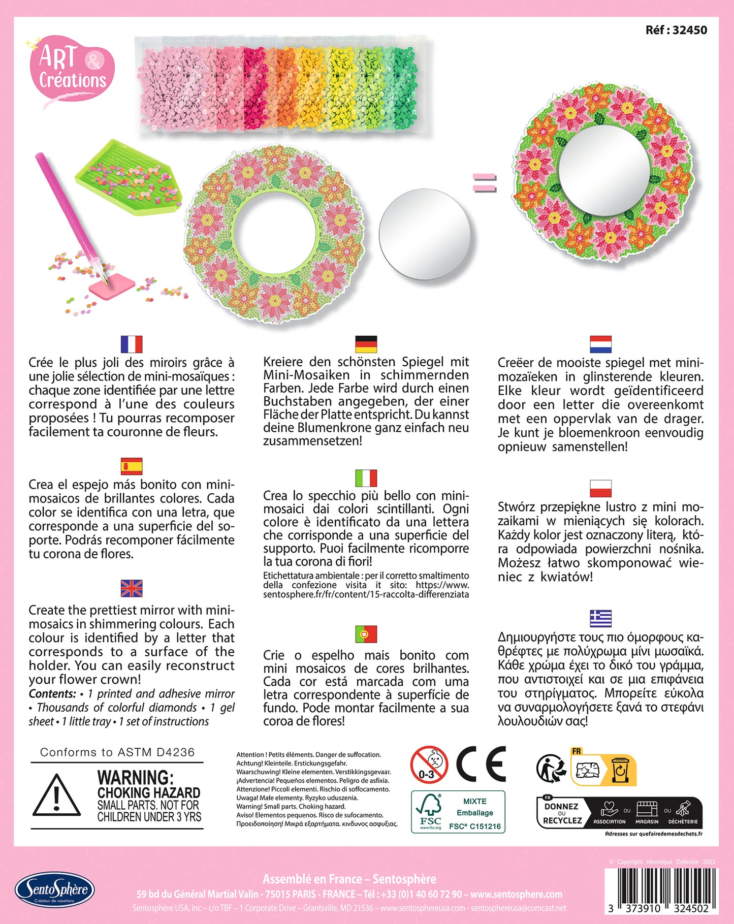 Miroir Mosaïque Fleurs à Diamanter