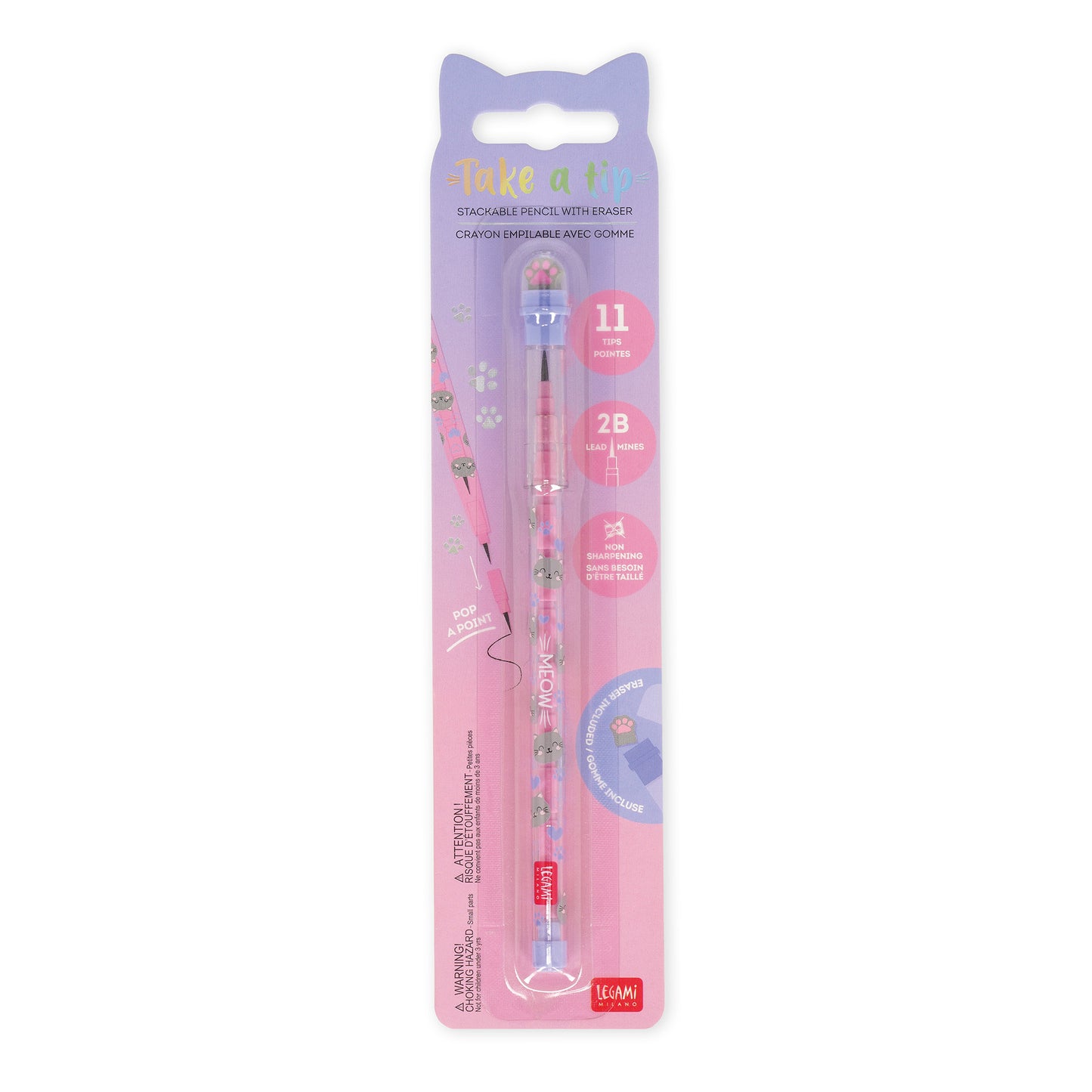 Crayon Empilable avec Gomme - Kitty