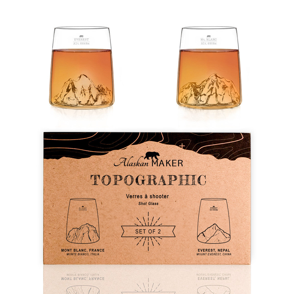 Set de 2 shooters TOPOGRAPHIC - Everest/Mont Blanc