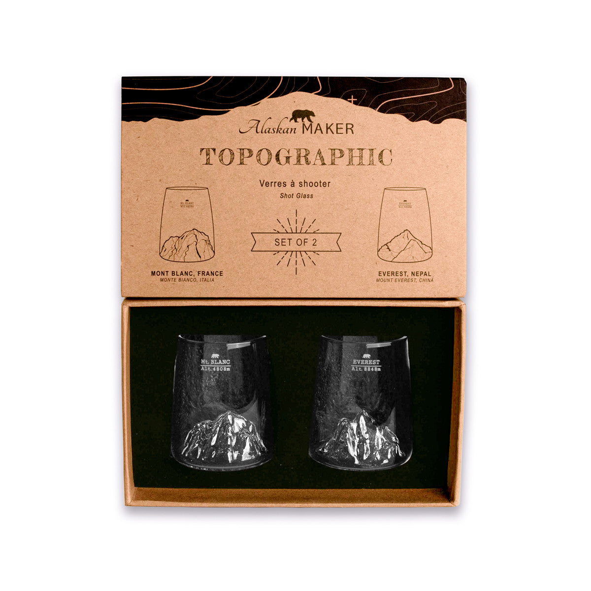 Set de 2 shooters TOPOGRAPHIC - Everest/Mont Blanc