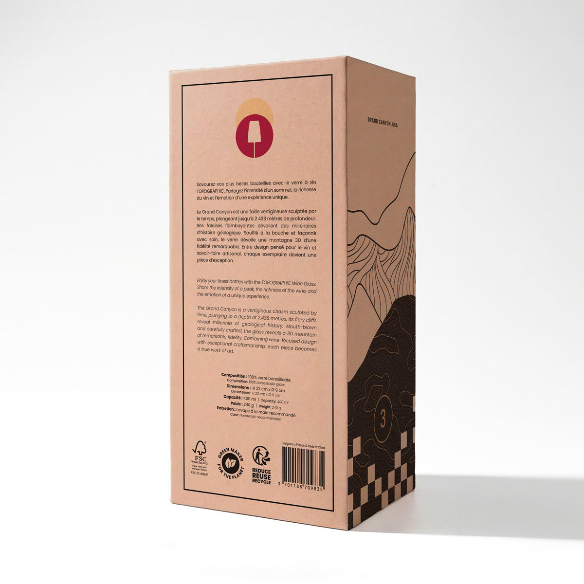 Coffret verre à vin - Grand Canyon TOPOGRAPHIC