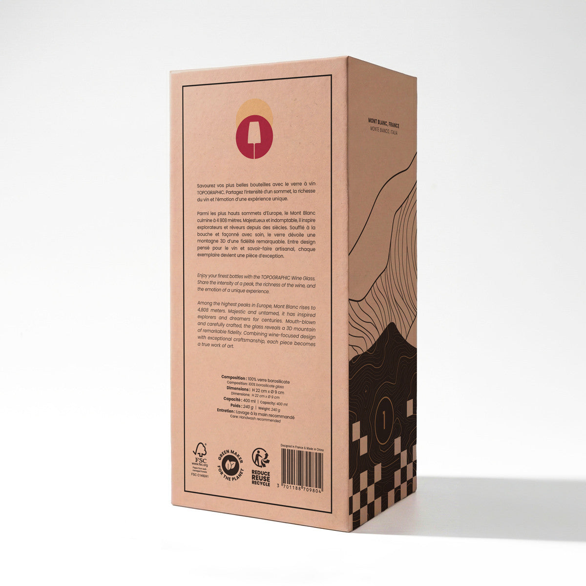 Coffret verre à vin - Mont Blanc TOPOGRAPHIC