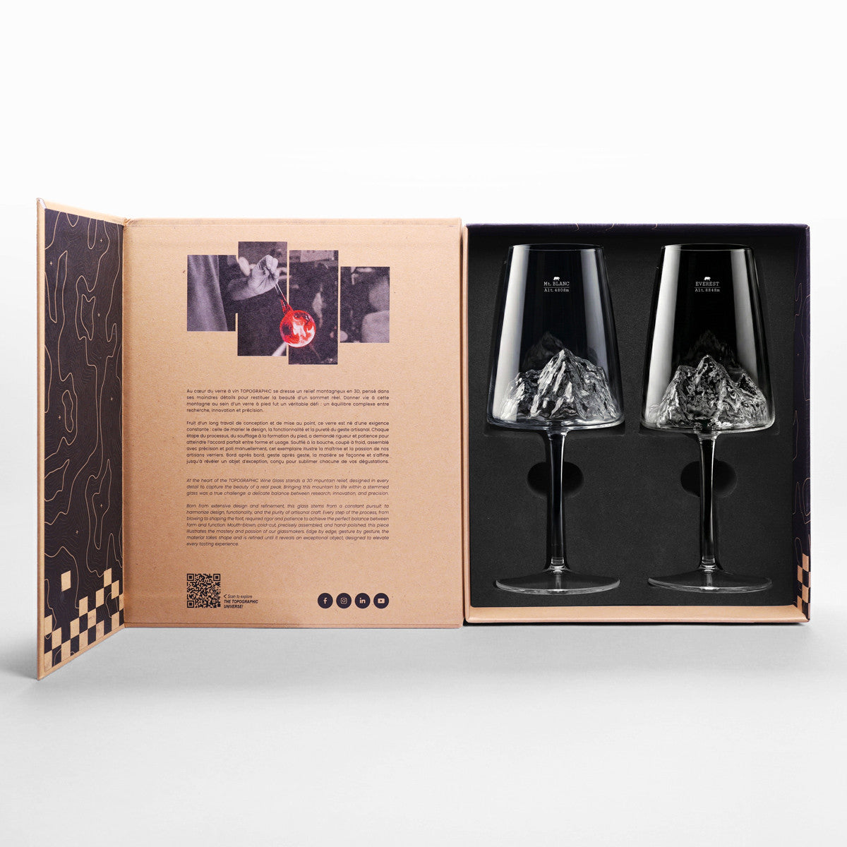 Coffret de 2 verres à vin - Mt Blanc & Everest TOPOGRAPHIC