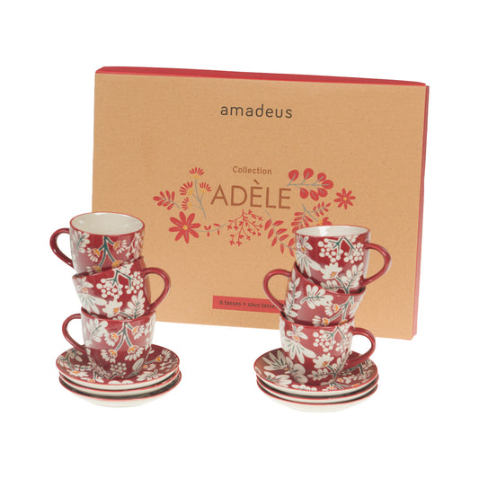 Coffret 6 tasses et sous tasses Adele