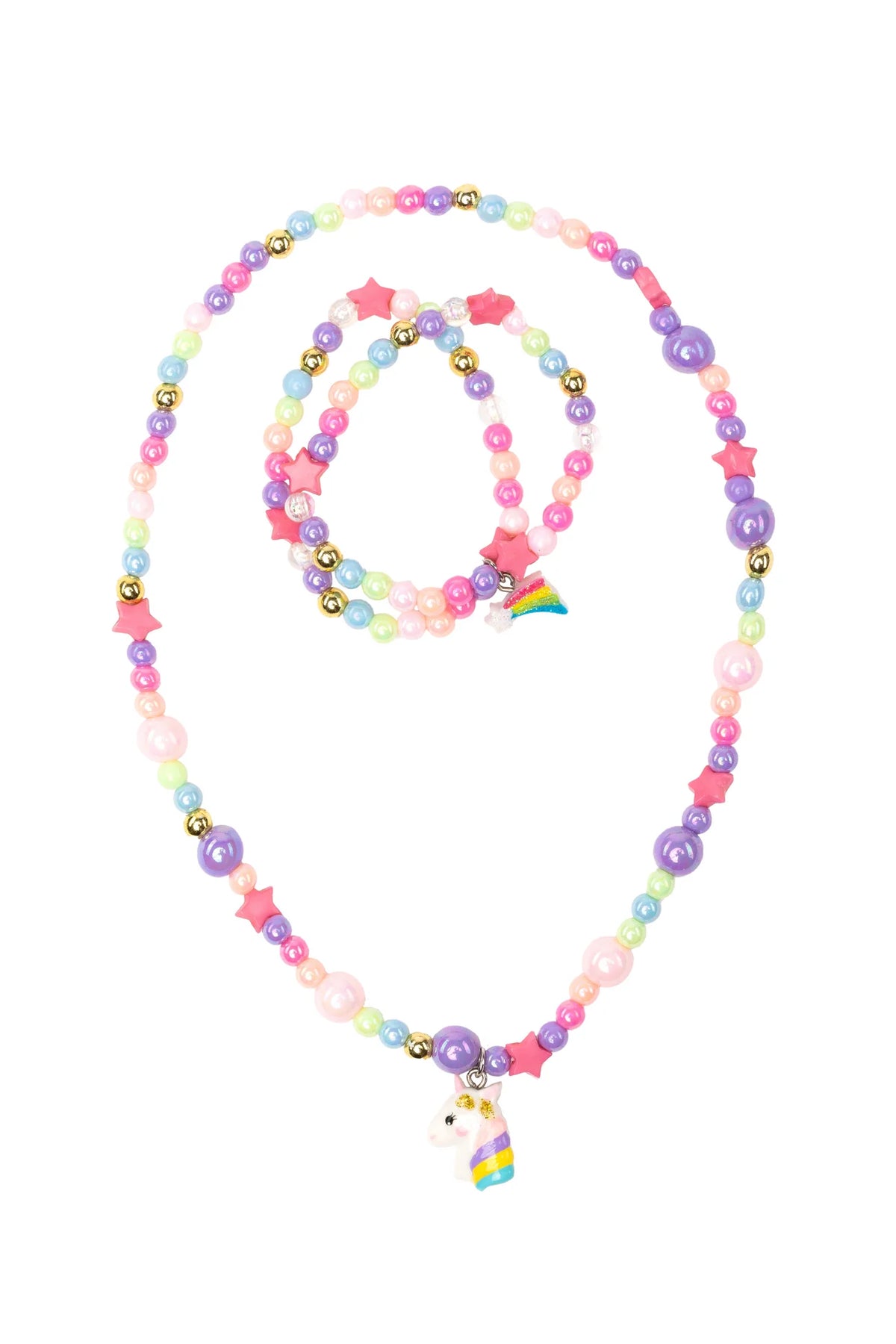 Set collier et 2 bracelets Licorne et étoiles