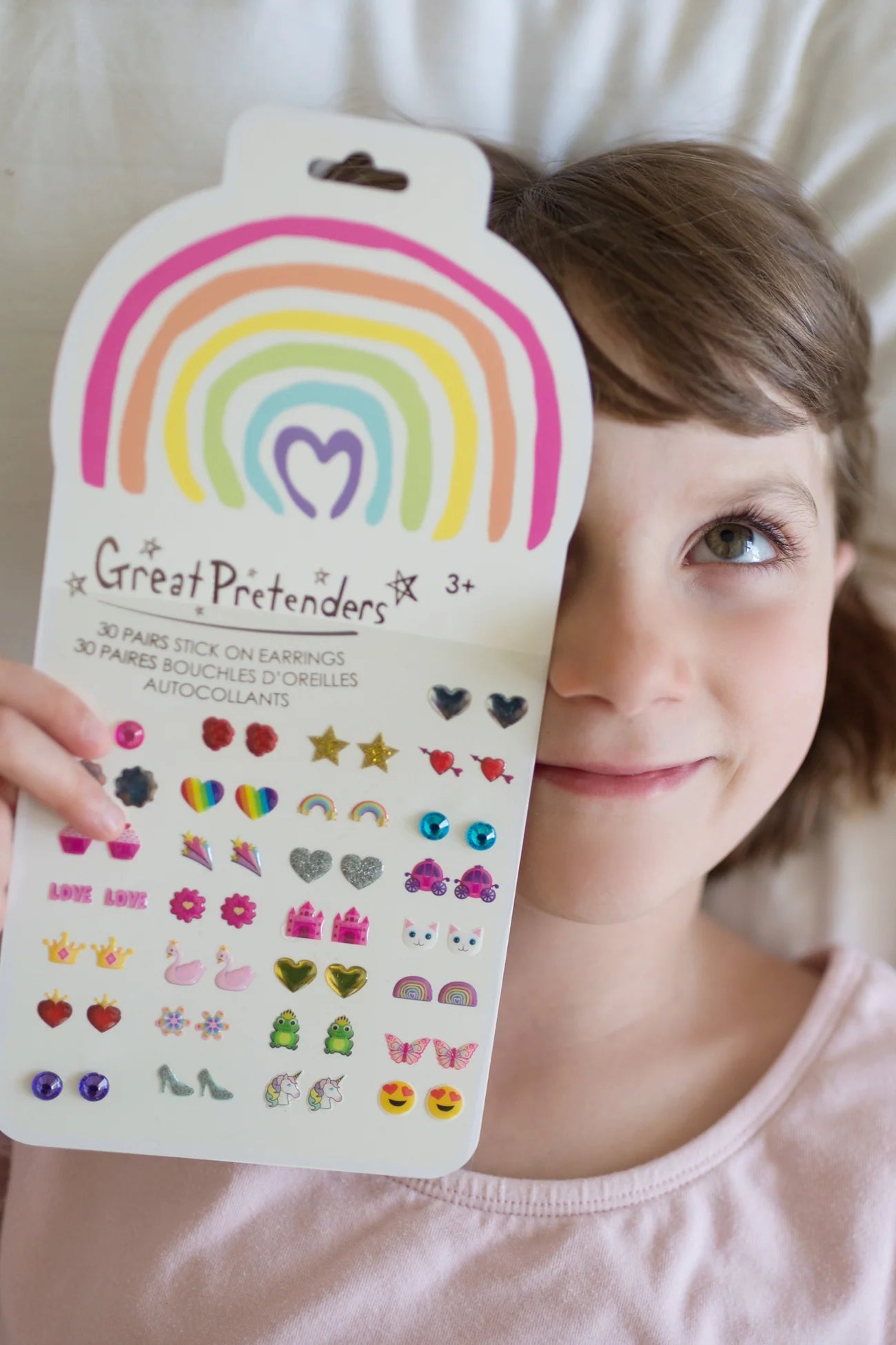 Set de 30 paires de boucles d'oreilles autocollantes Rainbow Love