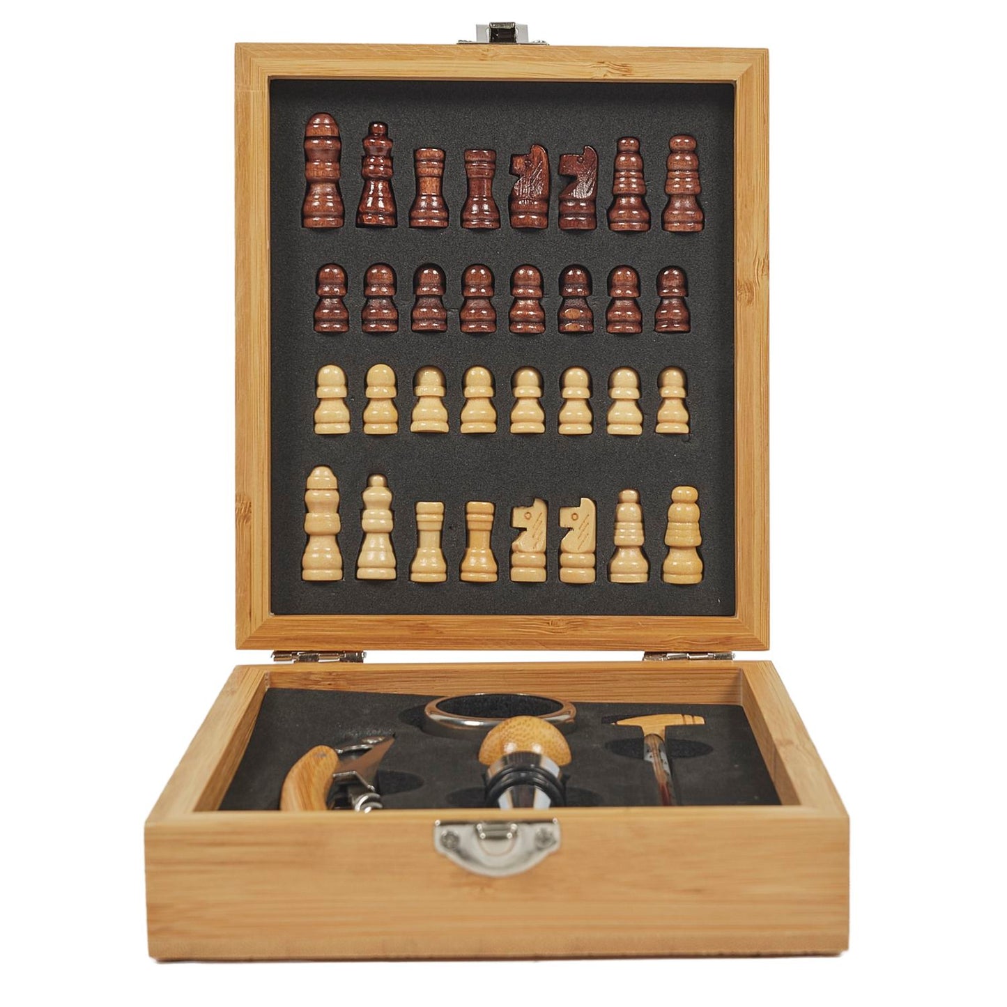 Coffret Vin et Jeu Echec en bambou