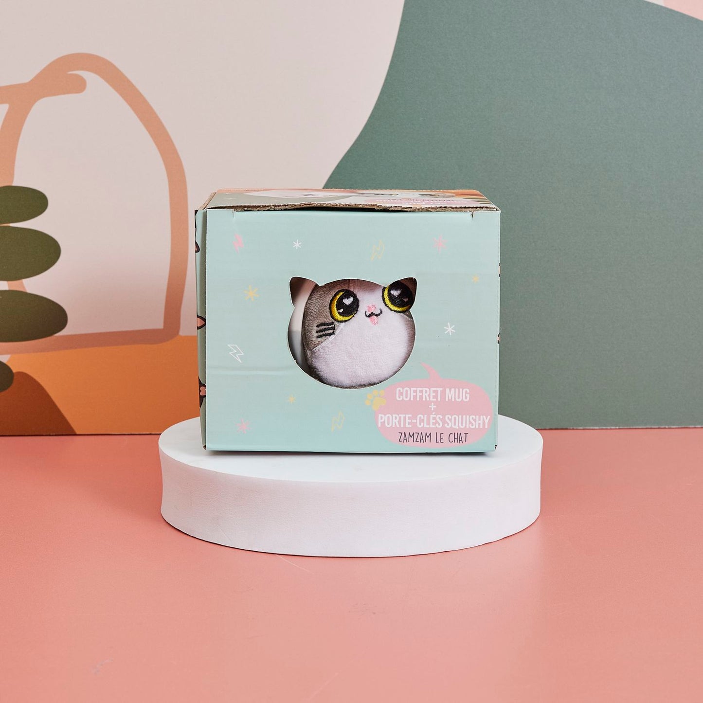Mug et porte clés peluche Chat