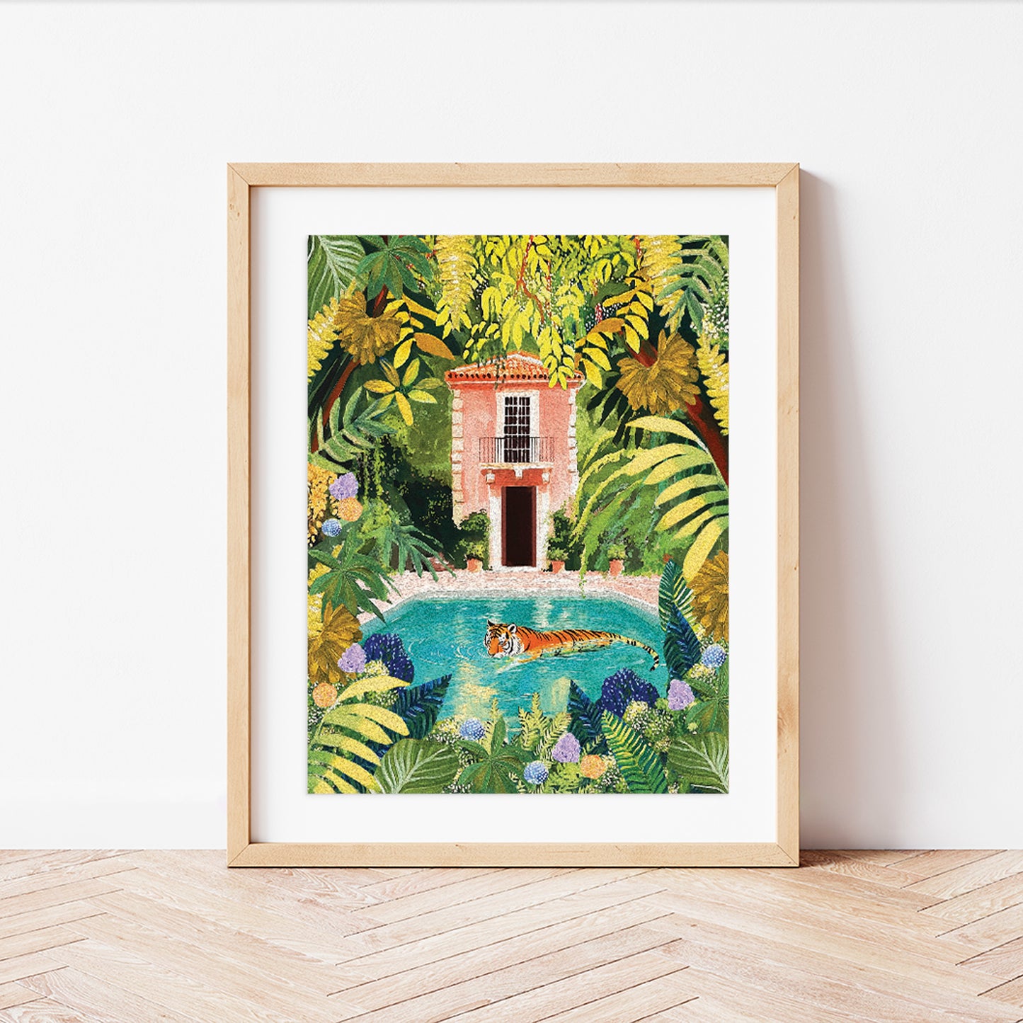 Peinture au numéro - Tiger relaxing in my pool