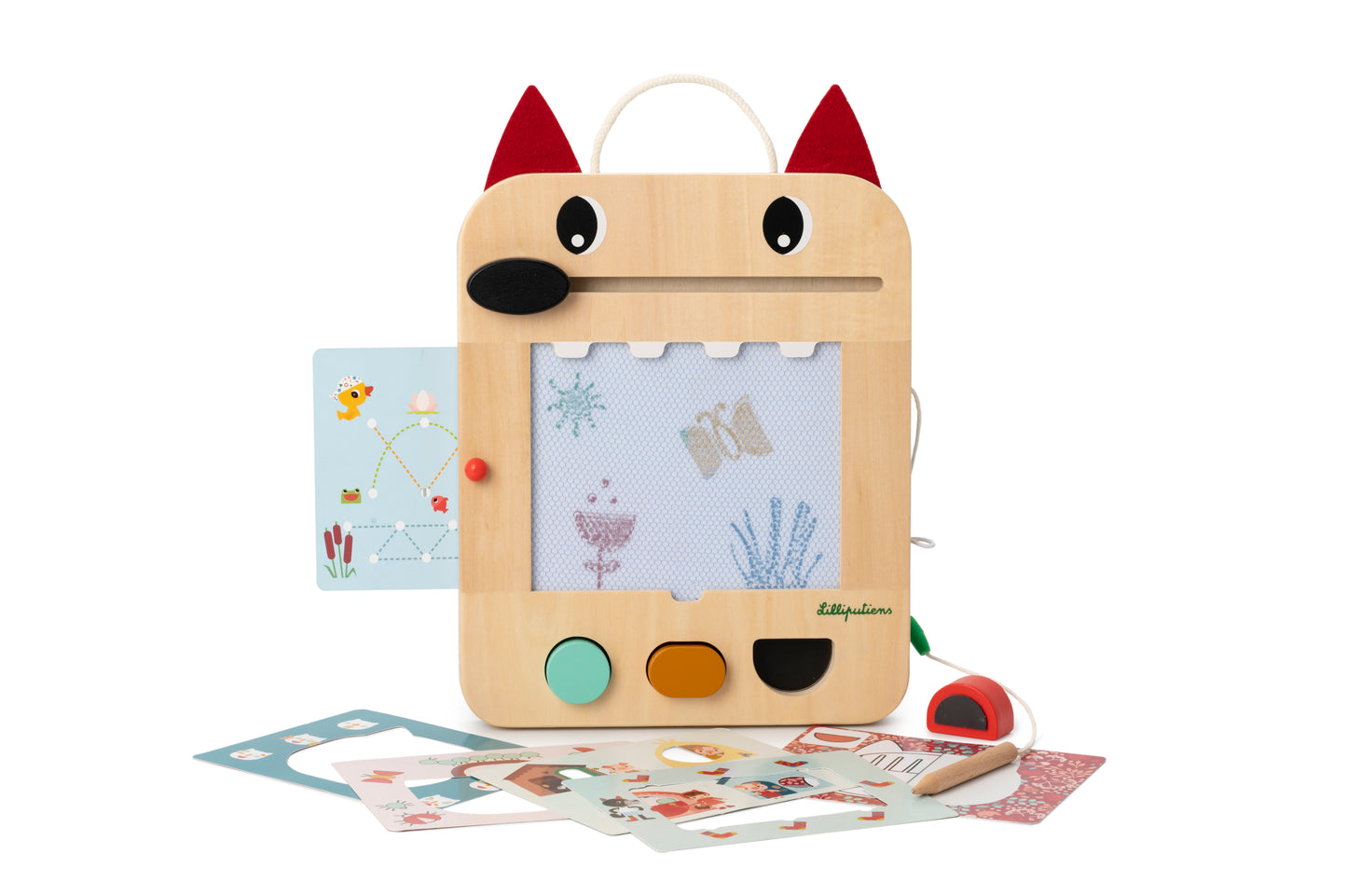 Ardoise magique en bois Louis le loup