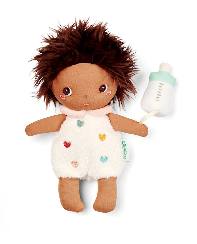 Poupée en tissu Misha et son couffin -  21 cm