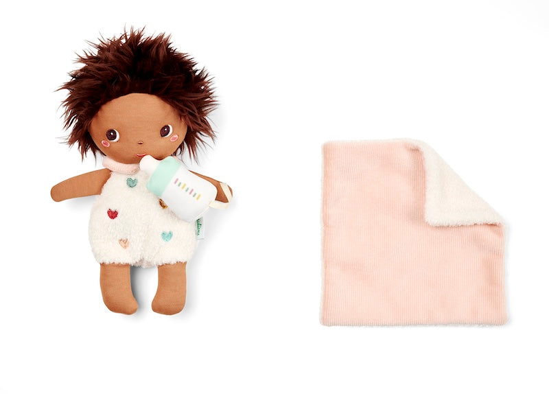 Poupée en tissu Misha et son couffin -  21 cm