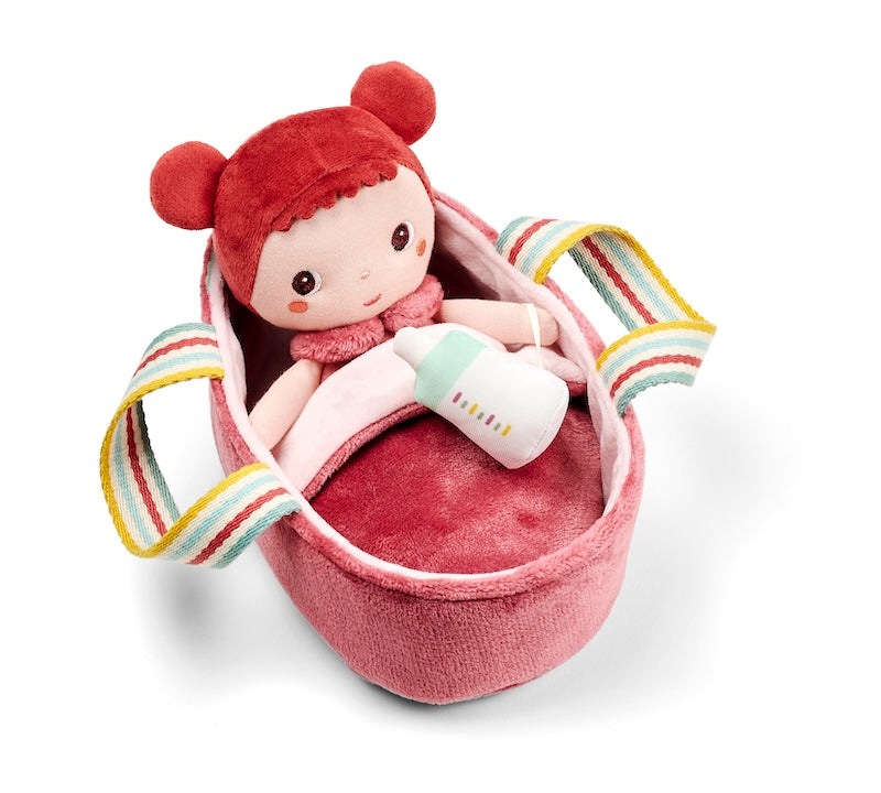 Poupée en tissu Mio et son couffin -  21 cm