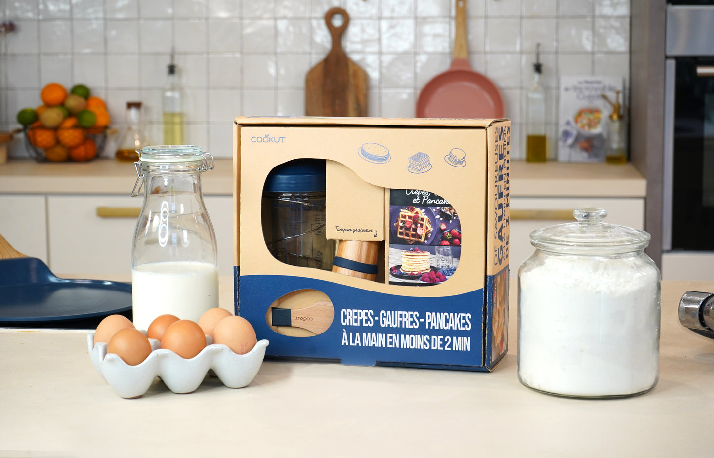 Coffret shaker à crêpes, pancakes, gaufres - Divers coloris