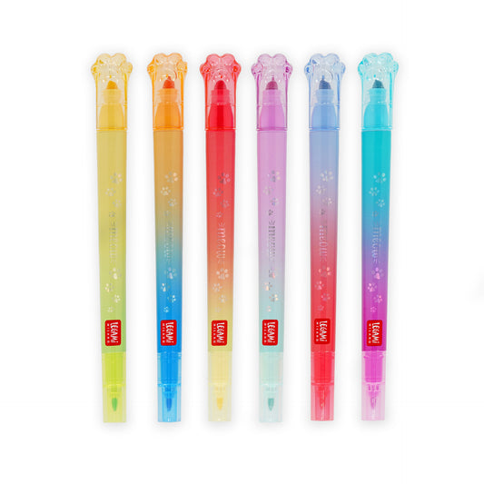 Set 6 feutres double pointe avec couleurs réinscriptibles