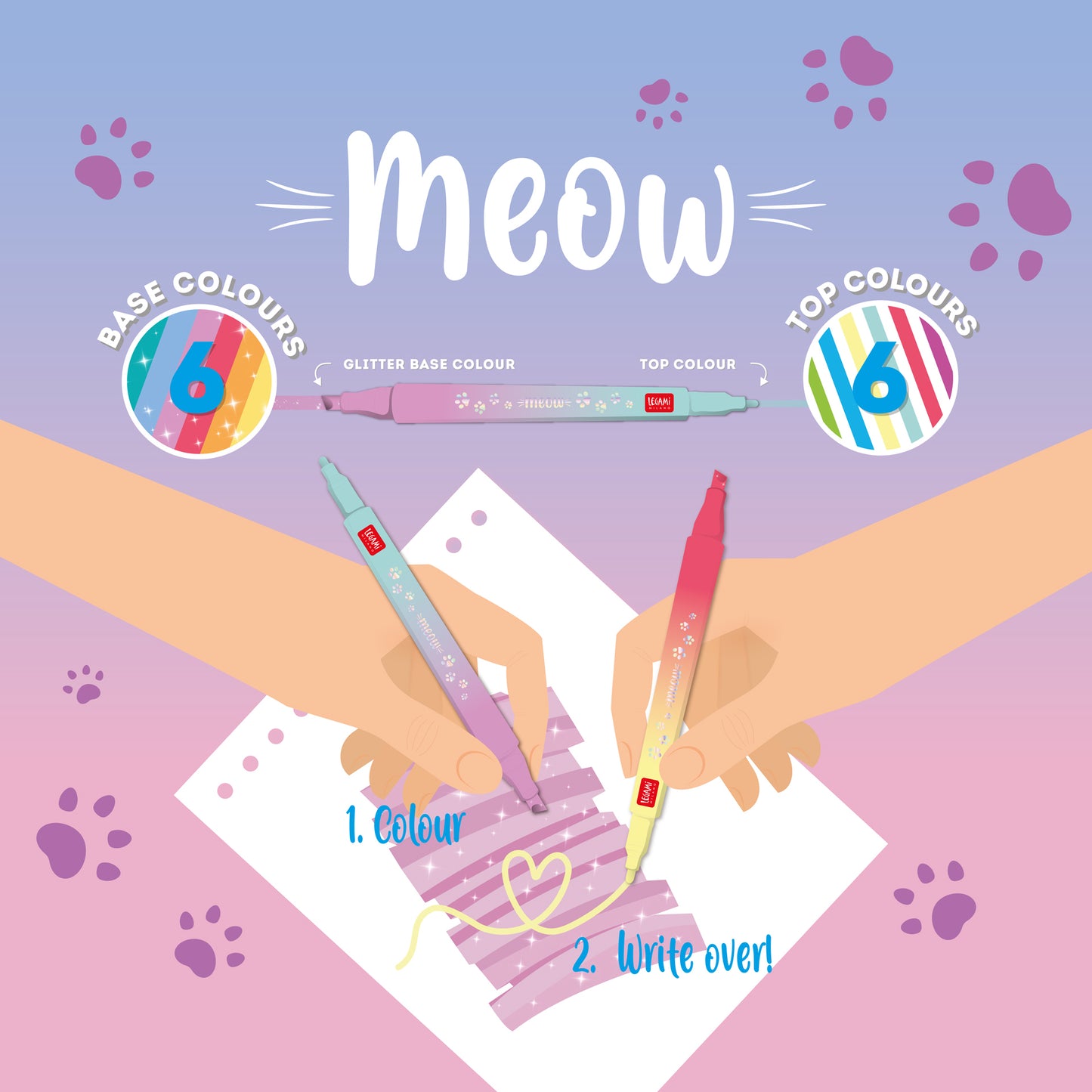 Set 6 feutres double pointe avec couleurs réinscriptibles