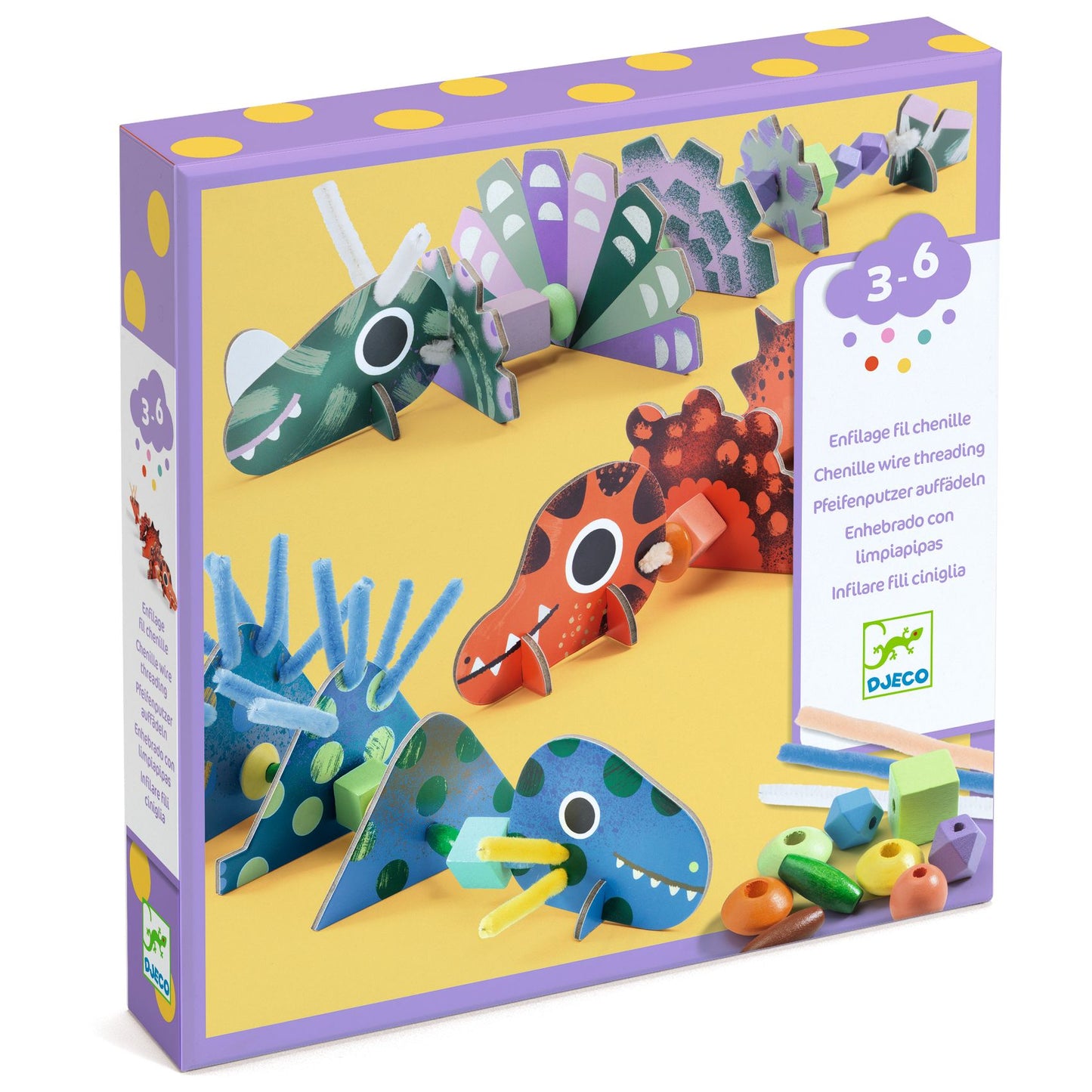 Enfilage fil chenille - Terribles Dinos
