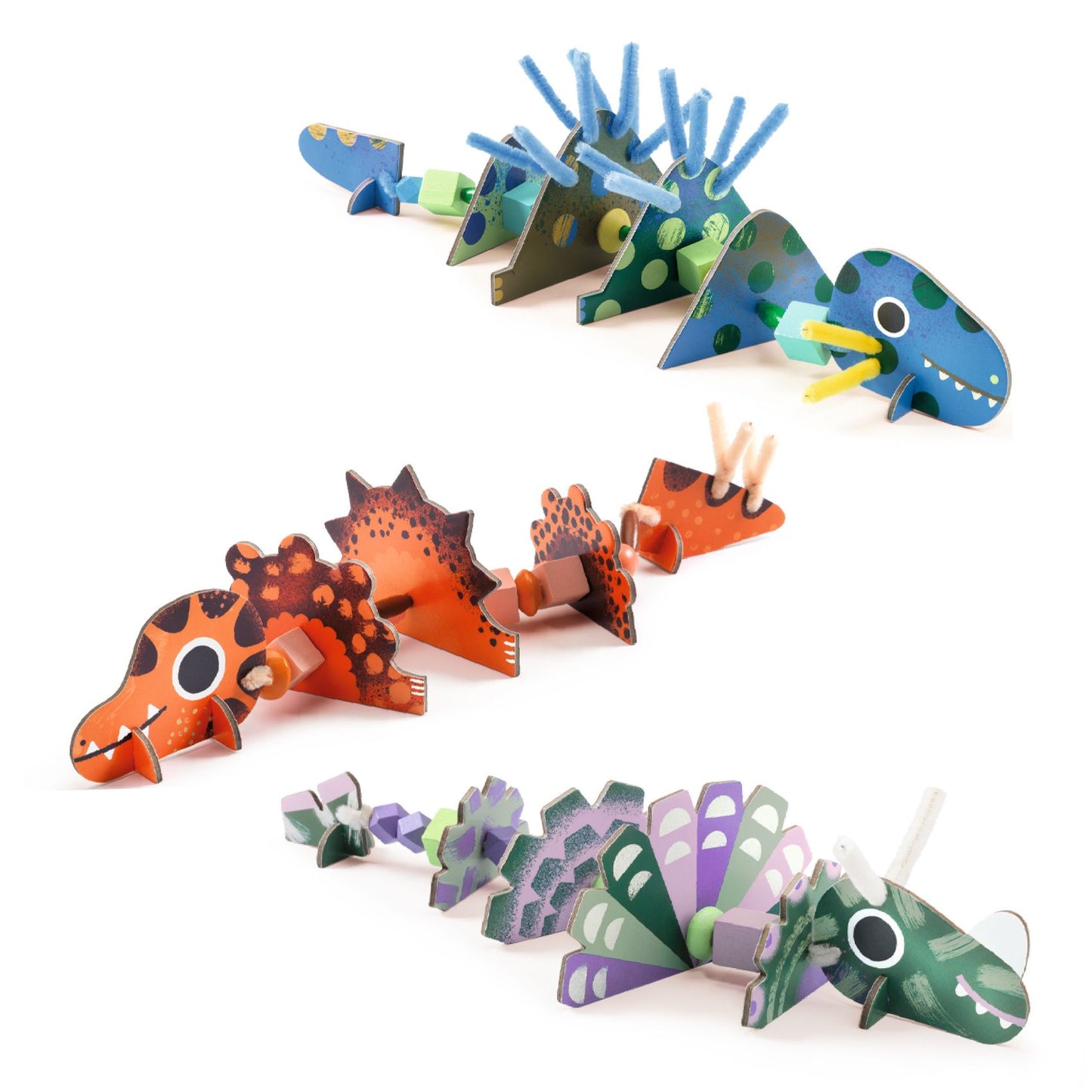 Enfilage fil chenille - Terribles Dinos