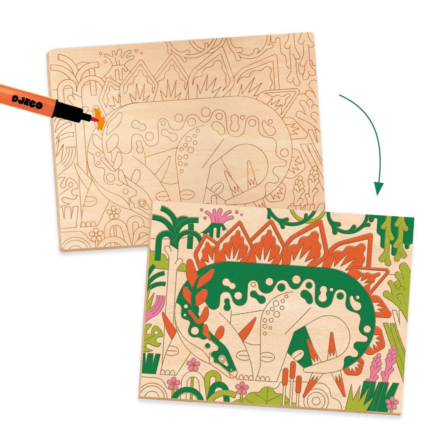 Coloriage sur bois Dino world