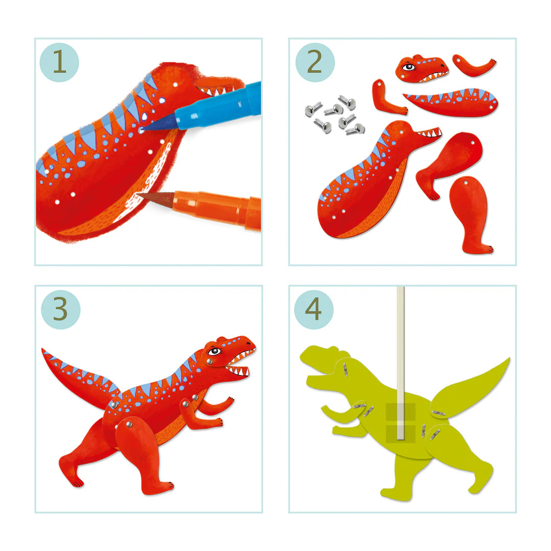 Pantins Dinosaures à colorier