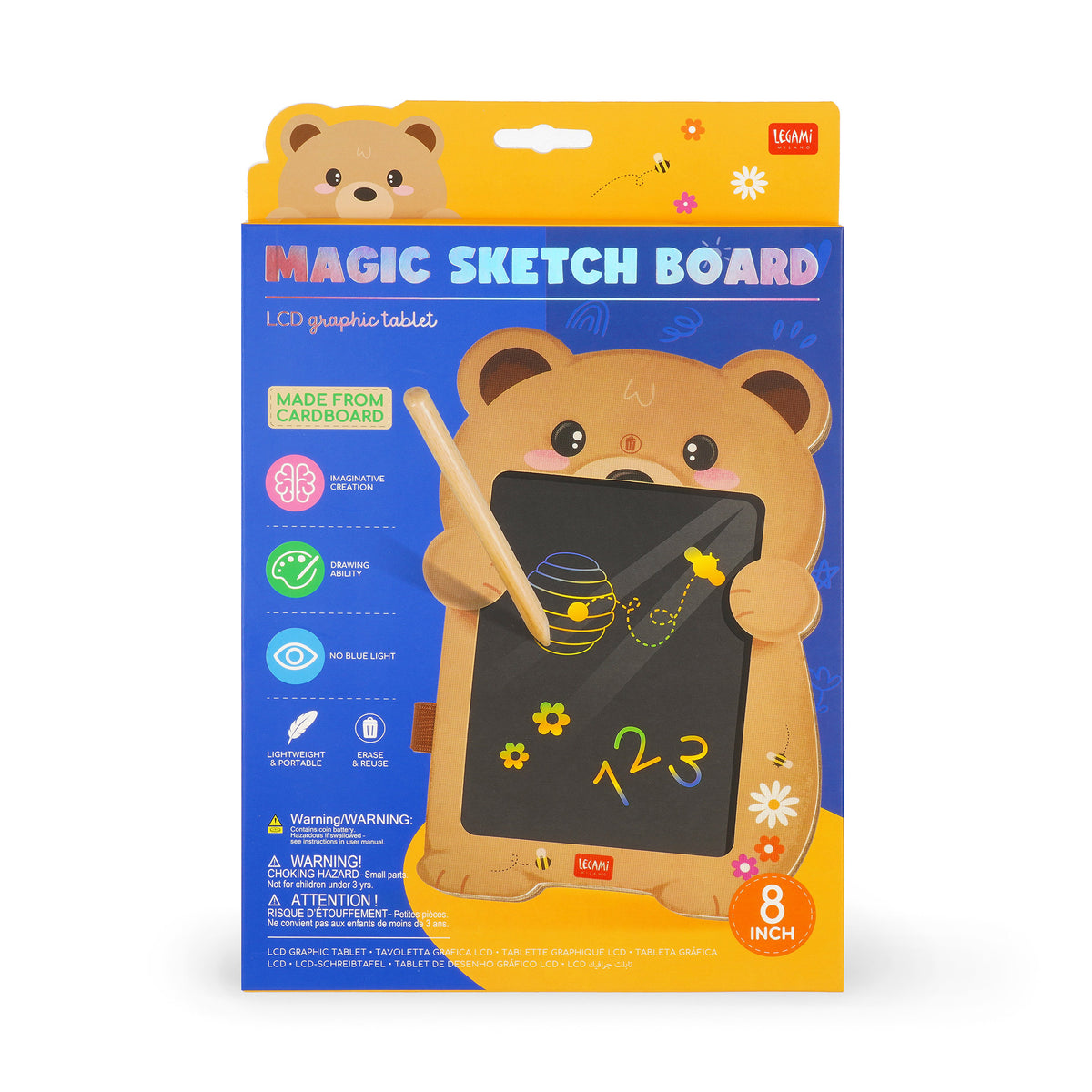 Ardoise Portable LCD en Carton - Teddy Bear - Magic Sketch Board