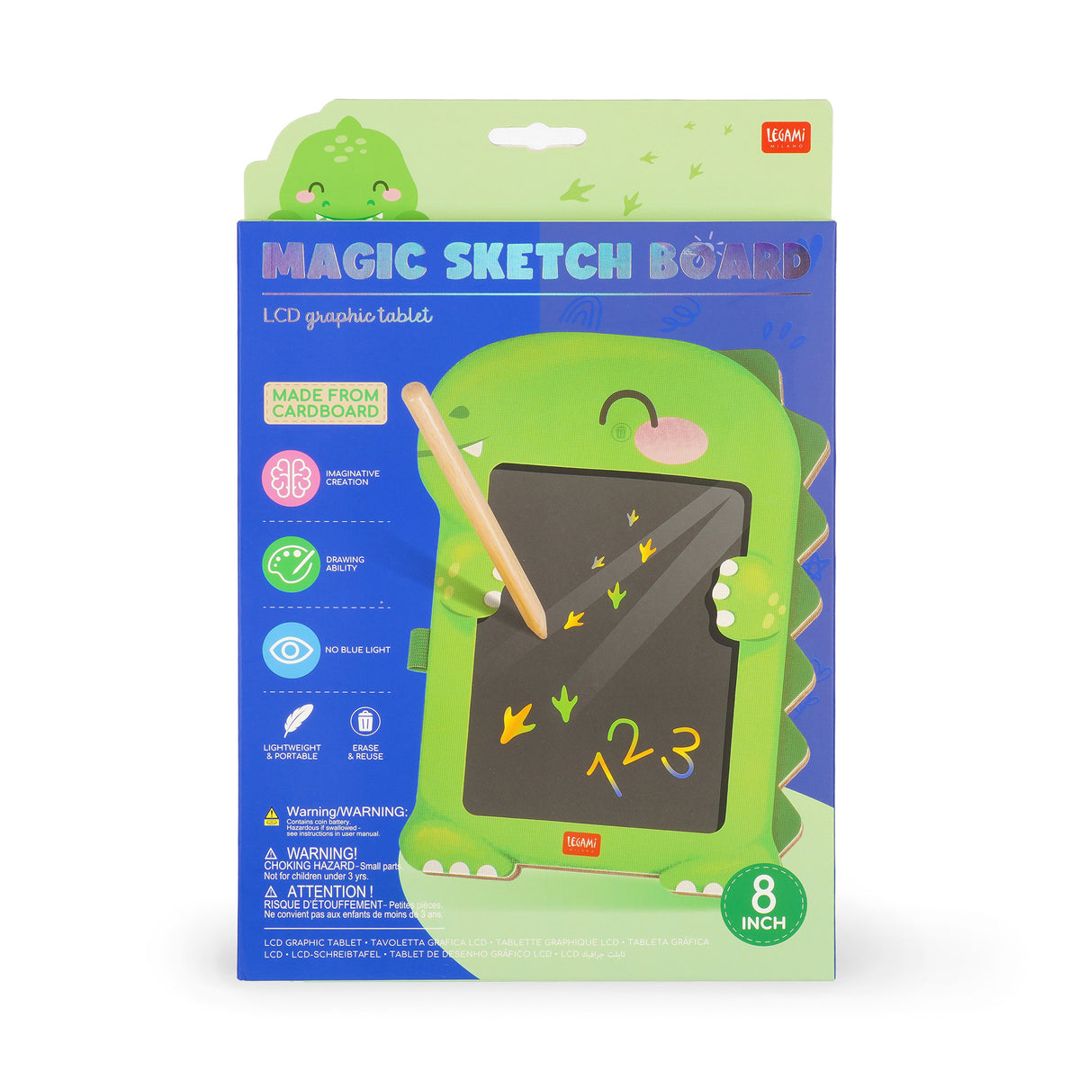 Ardoise Portable LCD en Carton - Dinosaure - Magic Sketch Board