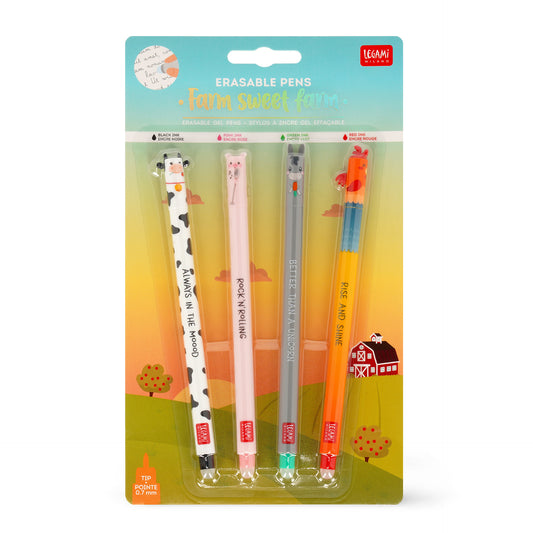 Set de 4 Stylos à Encre Gel Effaçable - Ferme