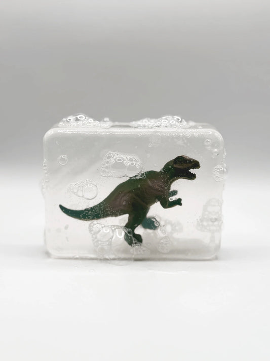 Savon Transparent Artisanal avec Figurine Dinosaure T-Rex
