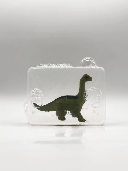 Savon Transparent Artisanal avec Figurine Dinosaure Diplodocus