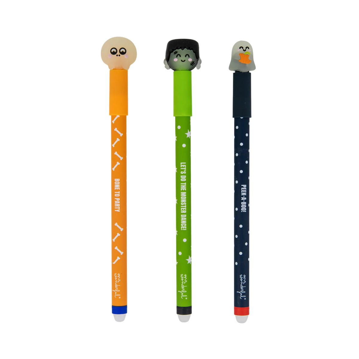 Set de 3 stylos effaçables Bo-Bo Halloween - Glow in the dark