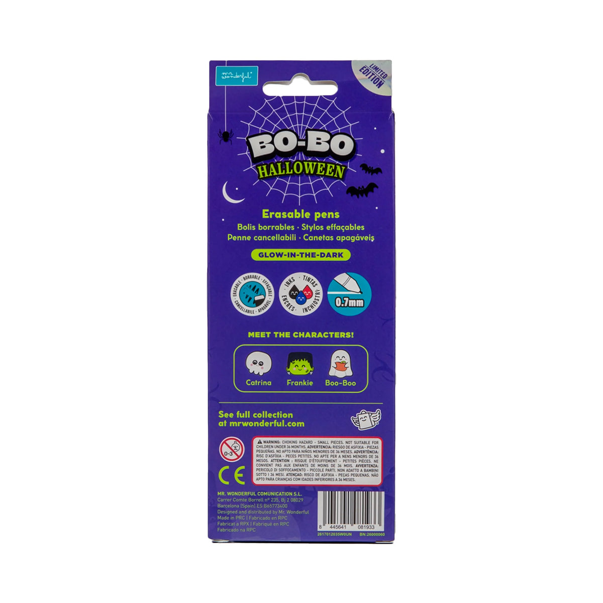 Set de 3 stylos effaçables Bo-Bo Halloween - Glow in the dark