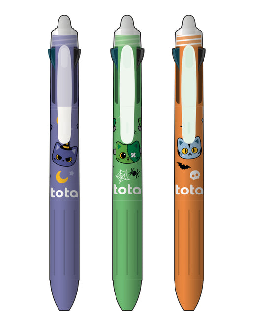 Stylo effaçable 4 couleurs Halloween - Divers coloris