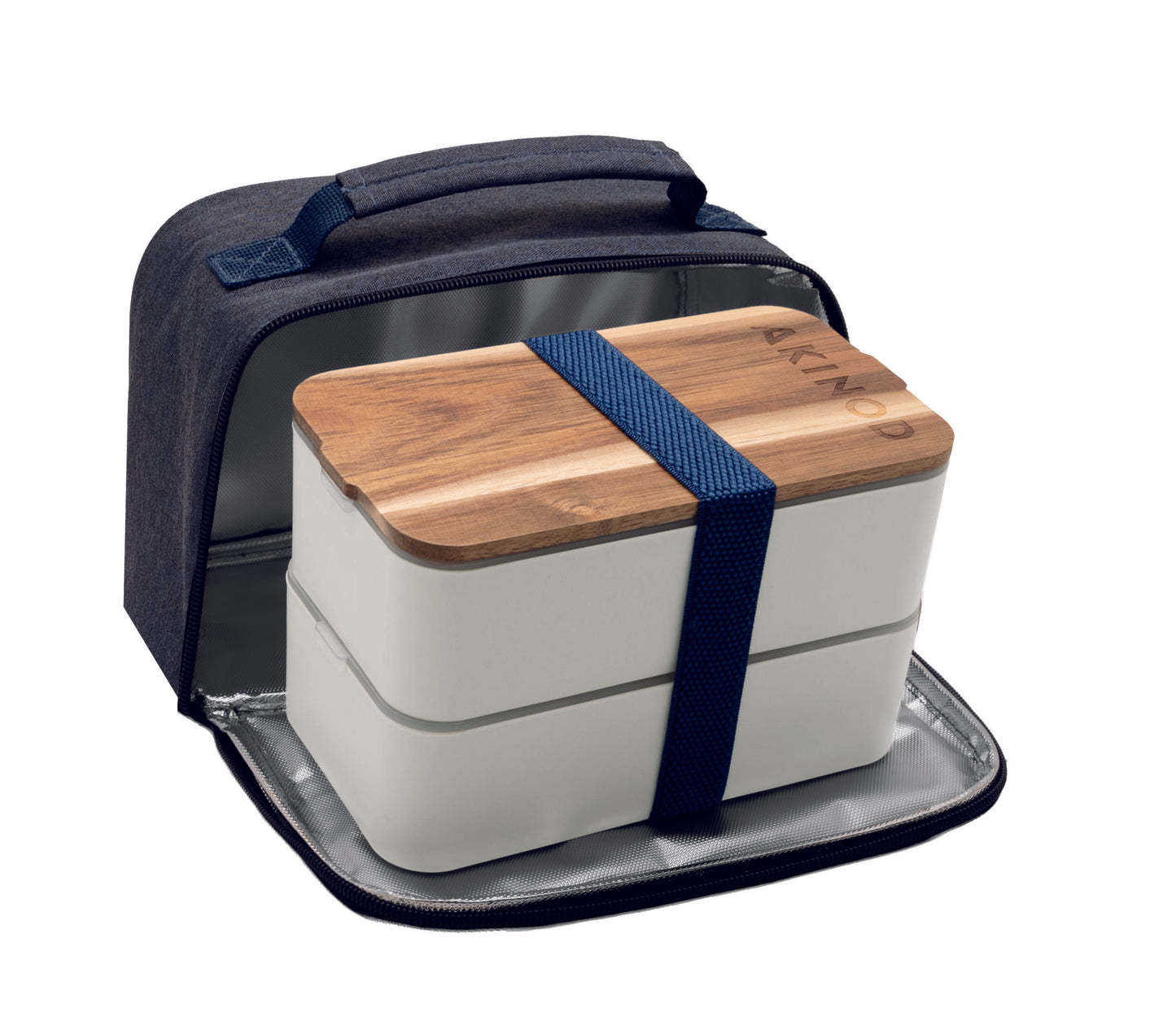 Bento + Lunch Bag Blanc / Bleu jeans