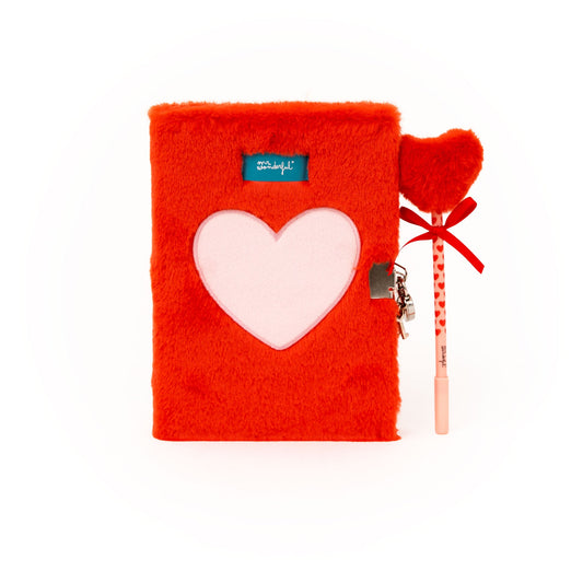 Journal intime + stylo - Cœur en peluche