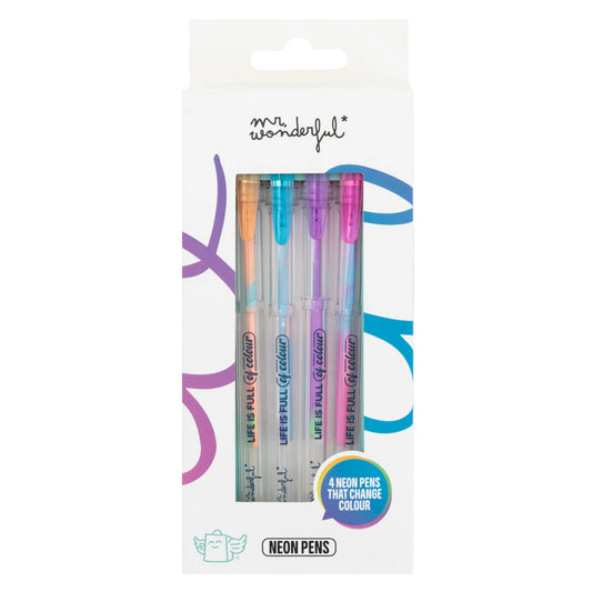 Lot de 4 stylos néon multicolores