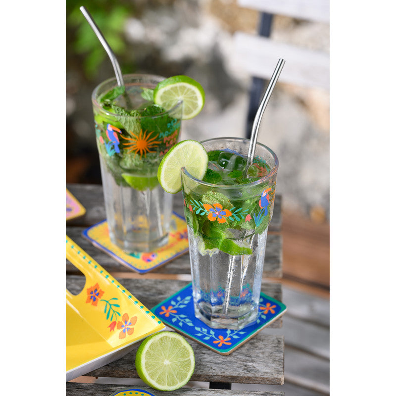 Set de 2 verres (+ 2 pailles en inox) Mojito des amigos