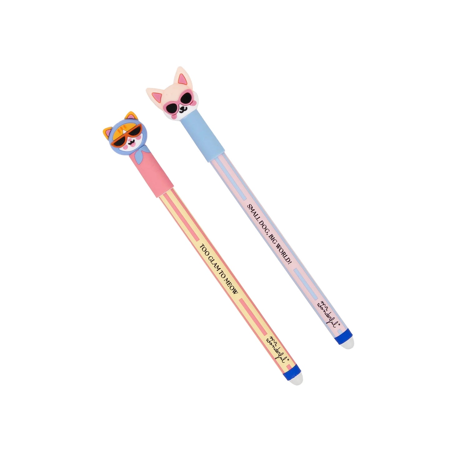 Lot de 2 stylos effaçables Bo-Bo - Chat + Chihuahua Edition Limitée