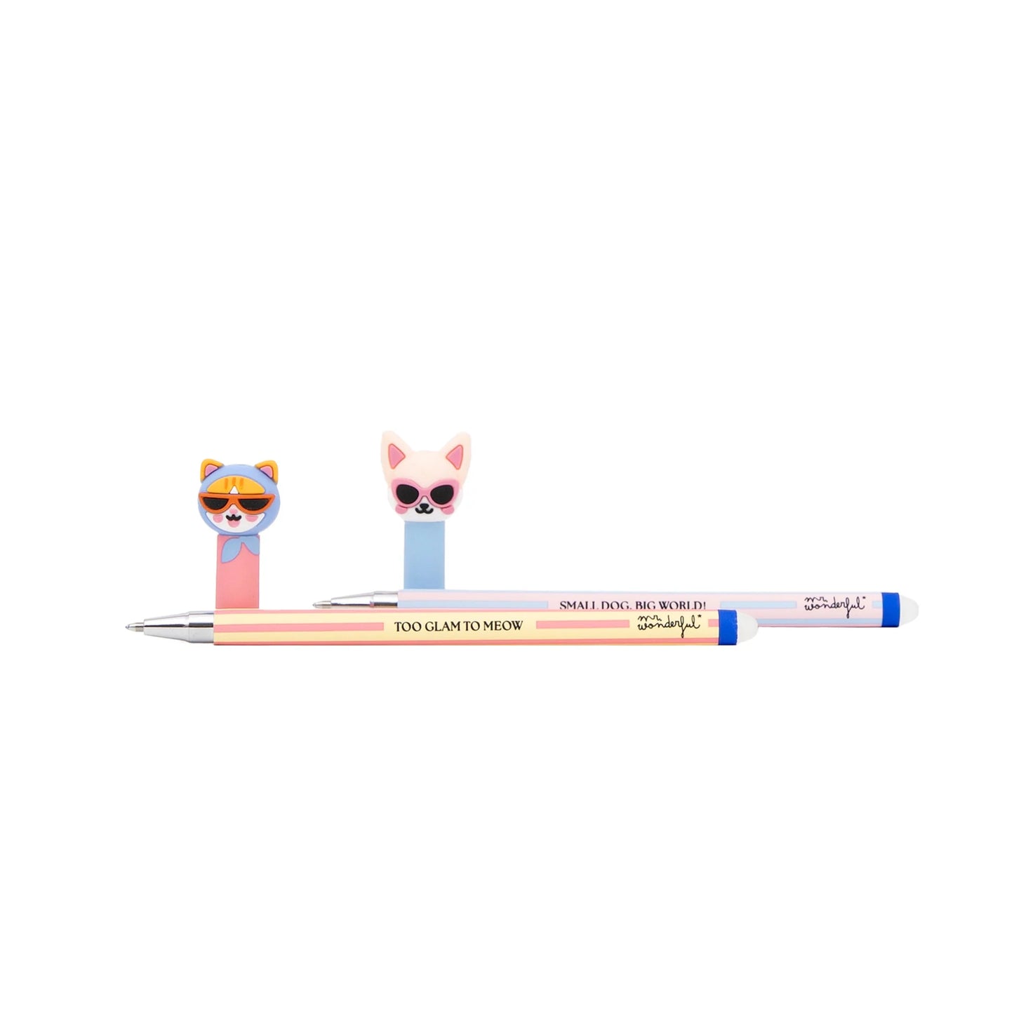 Lot de 2 stylos effaçables Bo-Bo - Chat + Chihuahua Edition Limitée