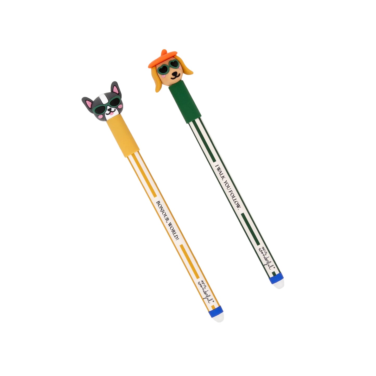 Lot de 2 stylos effaçables Bo-Bo - Teckel + Bouledogue français Edition Limitée