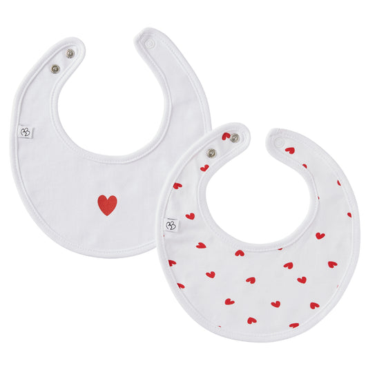 Lot 2 Bavoirs naissance cœurs / blanc