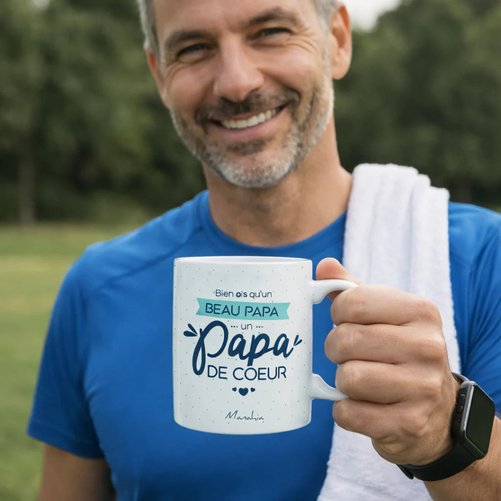 Mug "Bien plus q'un beau Papa, un Papa de Coeur"