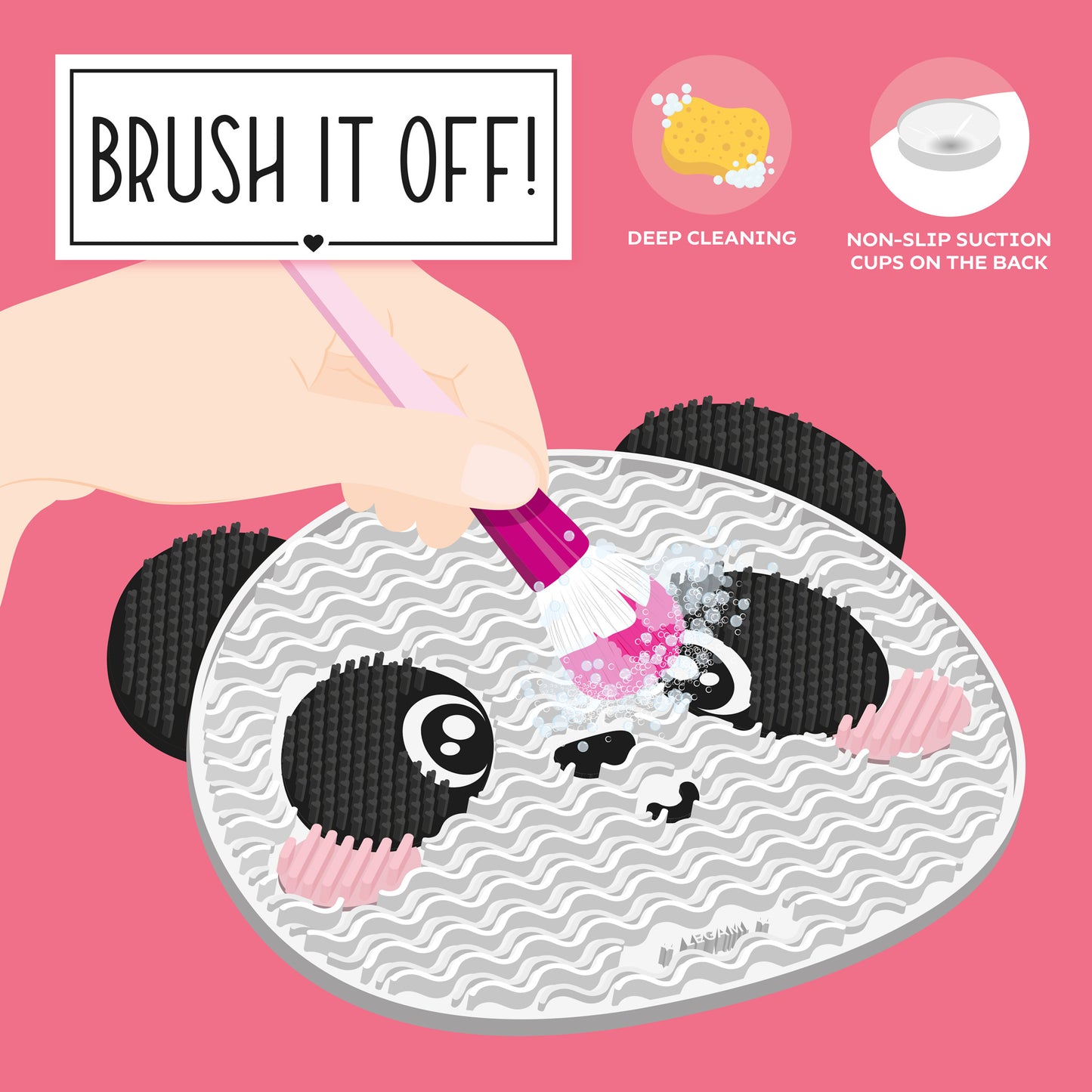 Tapis de Nettoyage pour Pinceaux de Maquillage Panda - Brush it Off!