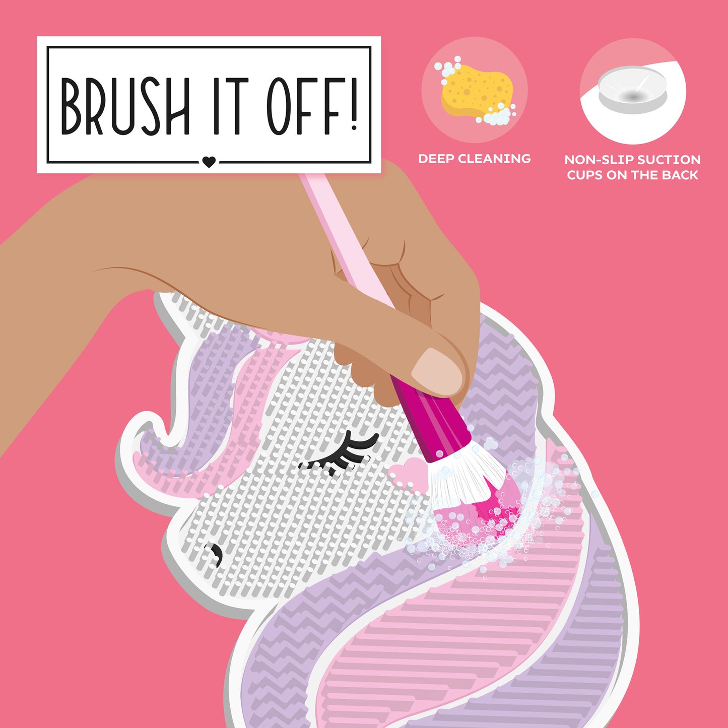 Tapis de Nettoyage pour Pinceaux de Maquillage Licorne - Brush it Off!